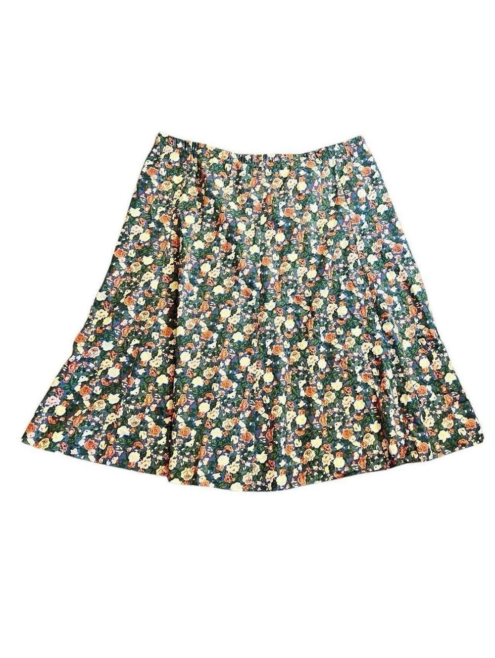 Vintage Plus Size Floral Midi Skirt